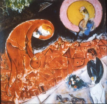 Red Roofs zeigt den zeitgenössischen Marc Chagall Ölgemälde